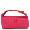 Hermes Pouch Bride-a-Brac PM Hibiscus Silver Canvas Case