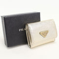 Prada Saffiano Triangle Trifold Wallet Leather