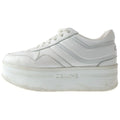 Celine Block Sneakers Leather Lace Up Wedge Outsole White