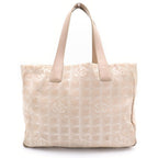 Chanel New Travel Line CC Logo Canvas Tote Beige