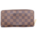Louis Vuitton Damier Zip Around Wallet Card Case Brown Leather Gold — view 2