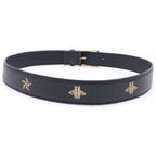 Gucci Bee Star Leather Belt Gold Black — view 2