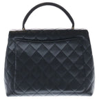 Chanel Quilted Top Handle 30 Handbag Black Caviar Leather Gold — view 2