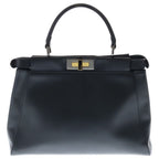 Fendi Peekaboo 2-Way Shoulder Bag Black Leather Gold