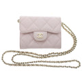 Chanel Mini Chain Wallet Shoulder Baby Pink Caviar Leather Gold