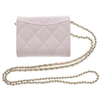 Chanel Mini Chain Wallet Shoulder Baby Pink Caviar Leather Gold — view 2