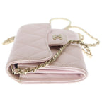 Chanel Mini Chain Wallet Shoulder Baby Pink Caviar Leather Gold — view 3