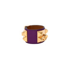 Hermes Bracelet Collier de Chien Veau Swift Studs Purple Gold — view 3