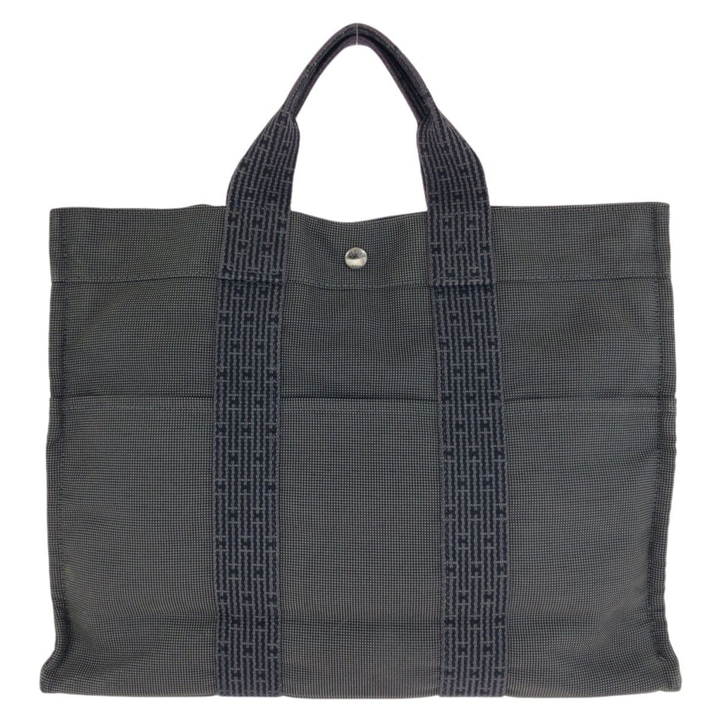 Hermes Her Line MM Gray Silver Polyamide Polyester Tote