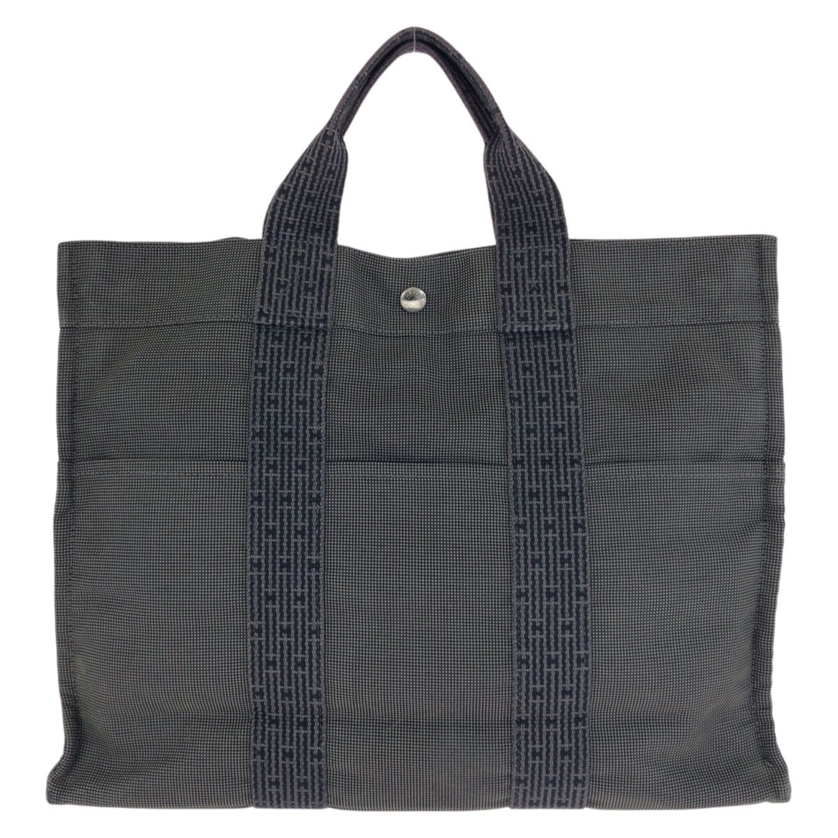Hermes Her Line MM Gray Silver Polyamide Polyester Tote
