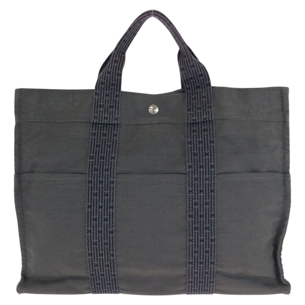 Hermes Her Line MM Gray Silver Polyamide Polyester Tote — view 2