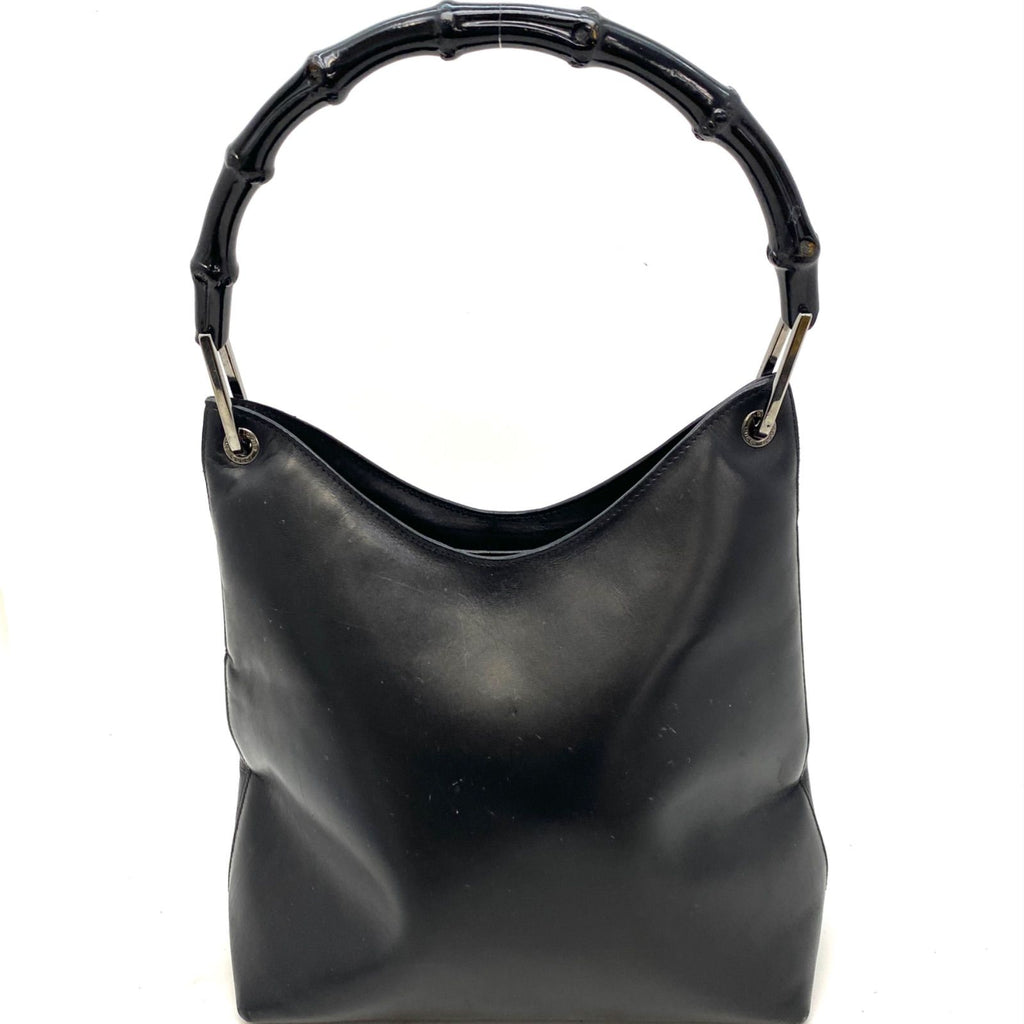 Gucci Handbag Bamboo Leather Black Business GG