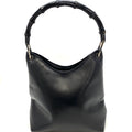 Gucci Handbag Bamboo Leather Black Business GG