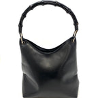 Gucci Handbag Bamboo Leather Black Business GG
