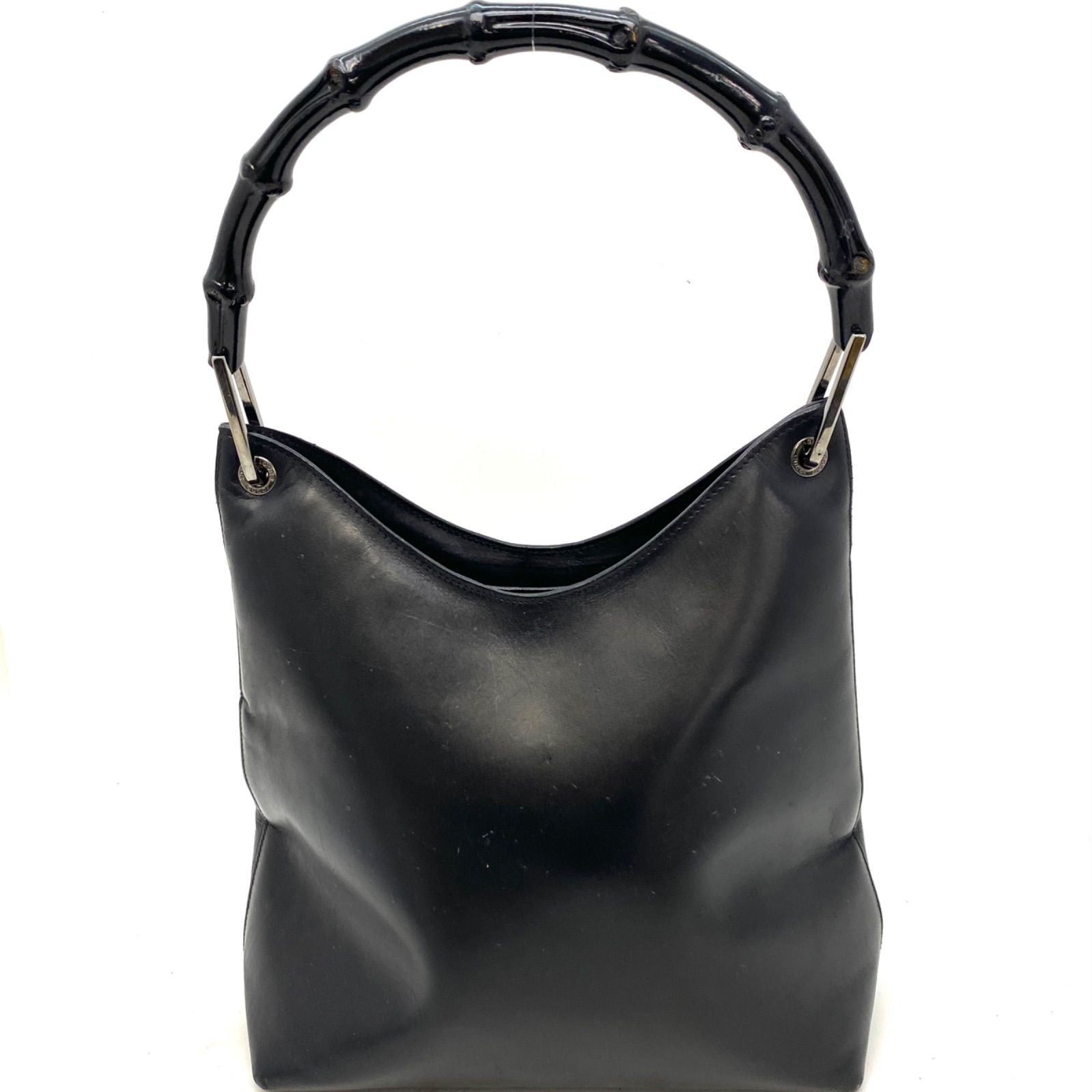 Gucci Handbag Bamboo Leather Black Business GG