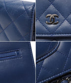 Chanel Chain Wallet Shoulder Bag Silver Quilted Lambskin — view 8