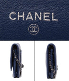 Chanel Chain Wallet Shoulder Bag Silver Quilted Lambskin — view 4