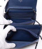 Chanel Chain Wallet Shoulder Bag Silver Quilted Lambskin — view 3