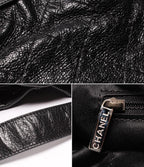 Chanel Leather Shoulder Bag Drawstring Quilted Silver on the Road — view 9