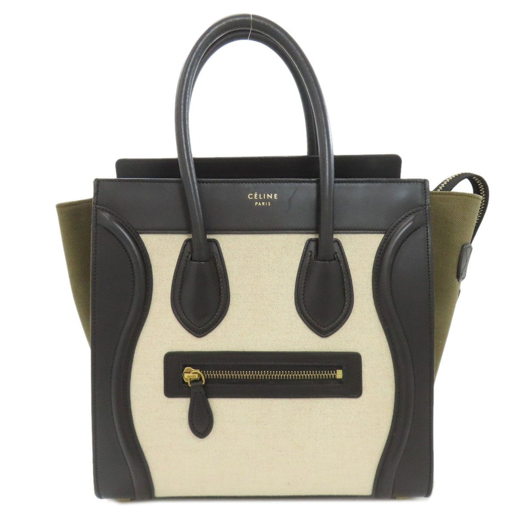 Celine Luggage Micro Handbag Leather Canvas