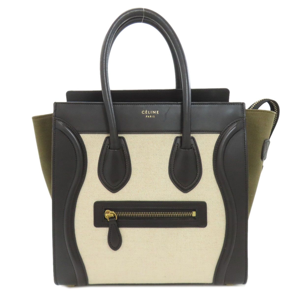 Celine Luggage Micro Handbag Leather Canvas