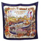 Hermes Carre 90 Grand Cortege A' Moscou Moscow March Scarf Silk Navy Multicolor