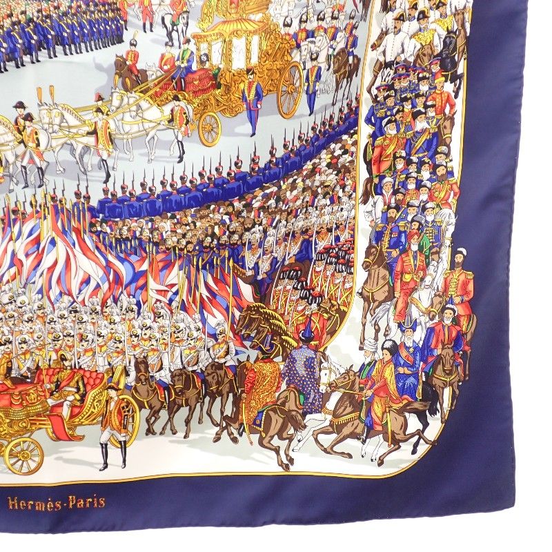Hermes Carre 90 Grand Cortege A' Moscou Moscow March Scarf Silk Navy Multicolor — view 5