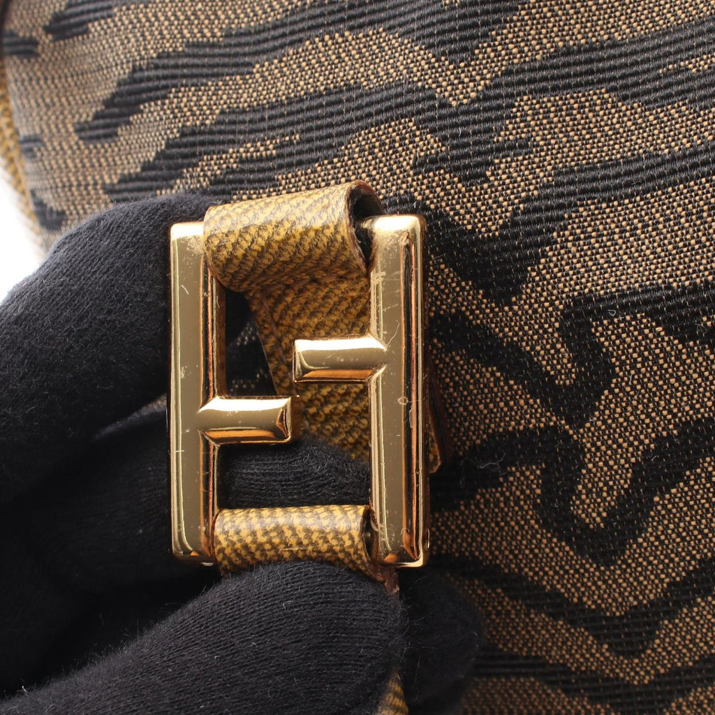 Fendi Tote Zebra 2-Way Brown Yellow Canvas Leather Handbag — view 8