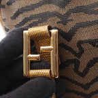 Fendi Tote Zebra 2-Way Brown Yellow Canvas Leather Handbag — view 8
