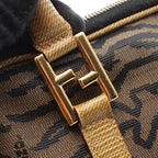 Fendi Tote Zebra 2-Way Brown Yellow Canvas Leather Handbag — view 7