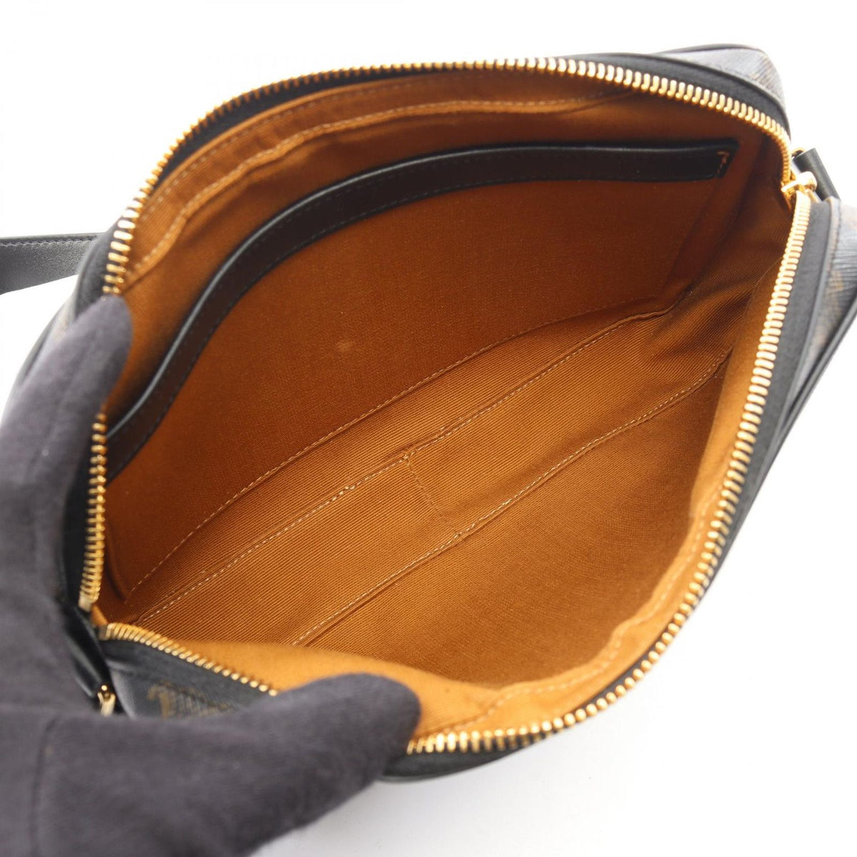 Celine Shoulder Bag Triomphe Black Canvas Leather — view 3