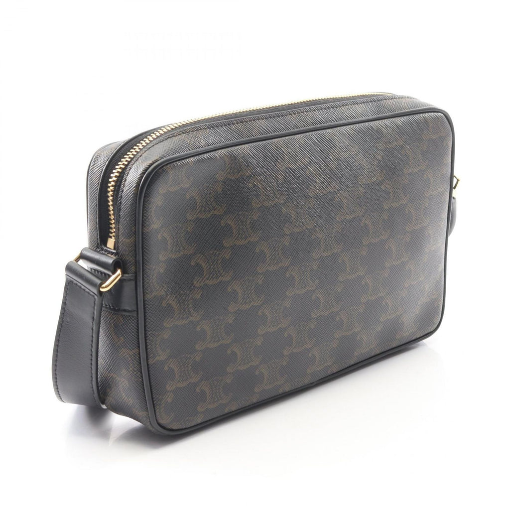 Celine Shoulder Bag Triomphe Black Canvas Leather — view 2