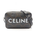 Celine Shoulder Bag Triomphe Black Canvas Leather