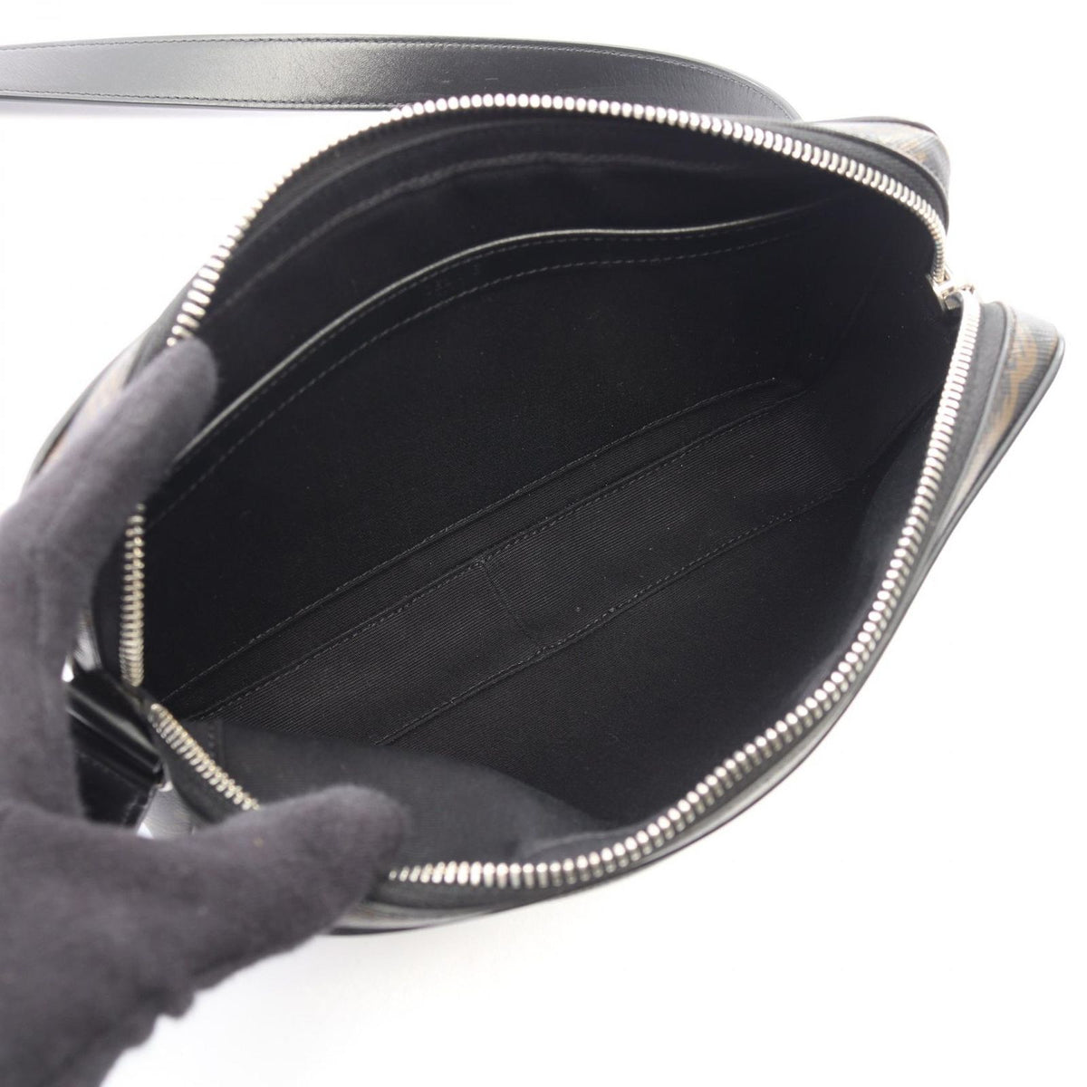 Celine Shoulder Bag Triomphe Black Canvas Leather — view 3