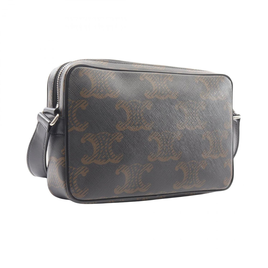 Celine Shoulder Bag Triomphe Black Canvas Leather — view 2