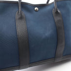 Hermes Tote Garden Party PM Blue New Black Leather Canvas — view 8