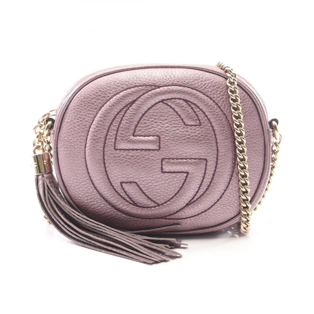 Gucci Shoulder Bag Soho Tassel Metallic Purple Leather Mini Chain