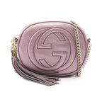 Gucci Shoulder Bag Soho Tassel Metallic Purple Leather Mini Chain