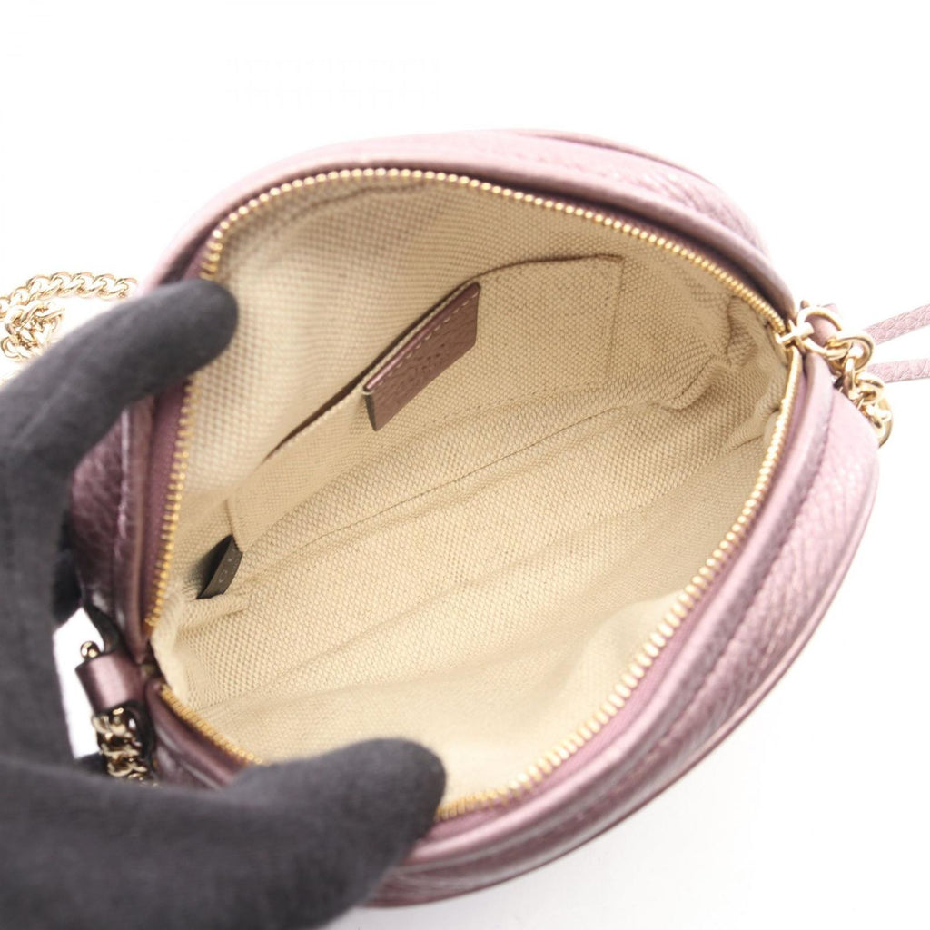 Gucci Shoulder Bag Soho Tassel Metallic Purple Leather Mini Chain — view 3