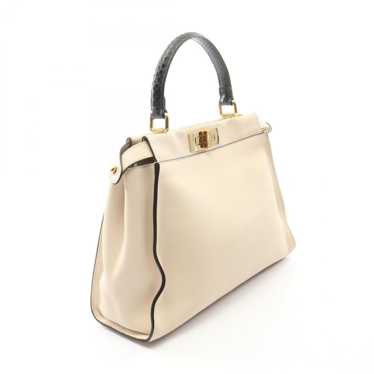 Fendi Handbag Peekaboo Regular Goods Mon Star Eye 2-Way Cream Black Leather — view 2