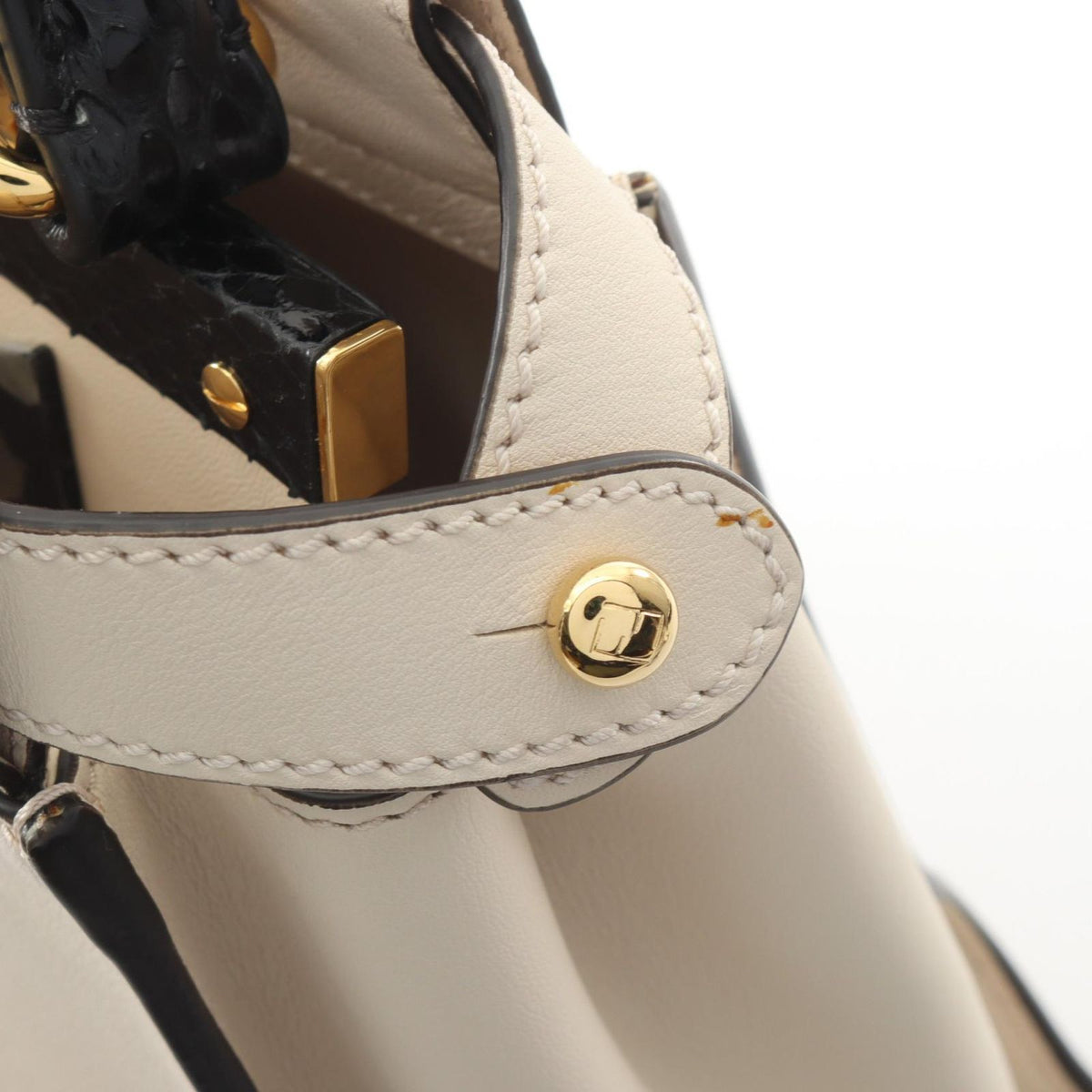 Fendi Handbag Peekaboo Regular Goods Mon Star Eye 2-Way Cream Black Leather — view 8
