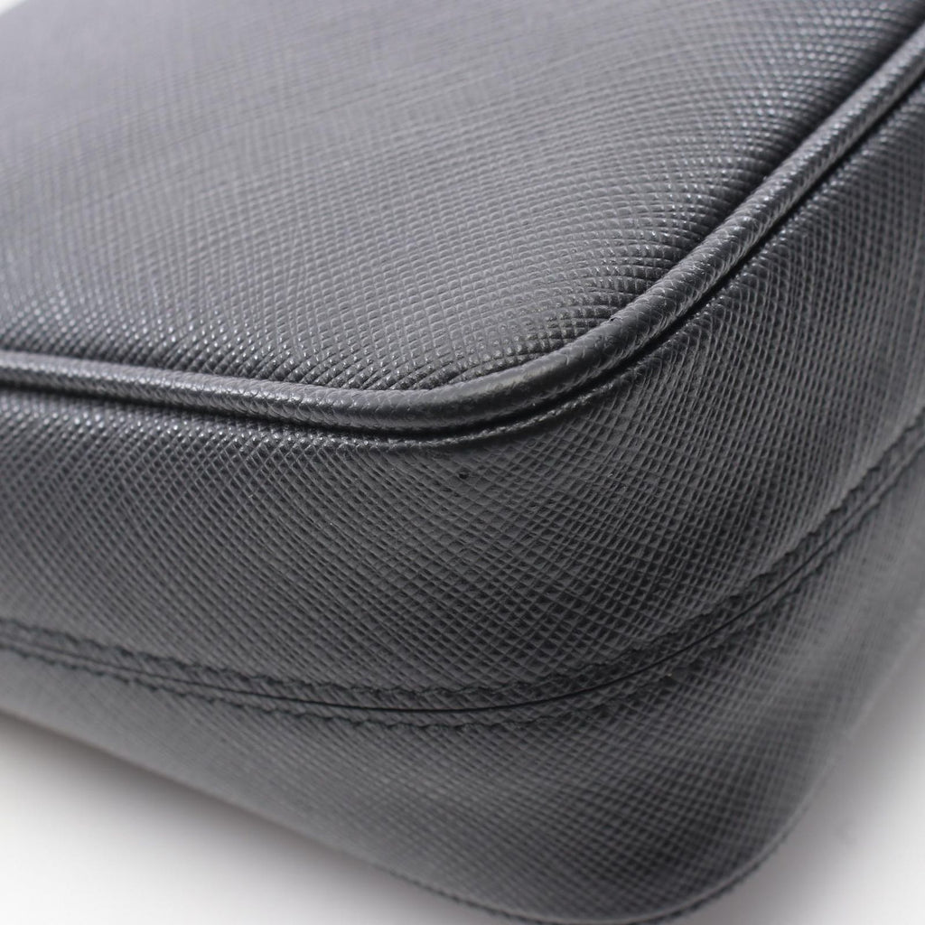 Prada Shoulder Bag Saffiano Travel Black Leather Triangle Logo — view 5