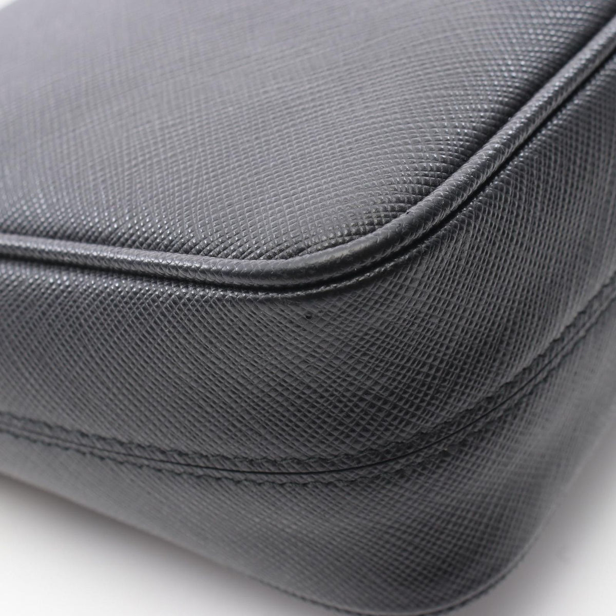 Prada Shoulder Bag Saffiano Travel Black Leather Triangle Logo — view 5