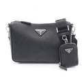 Prada Shoulder Bag Saffiano Travel Black Leather Triangle Logo