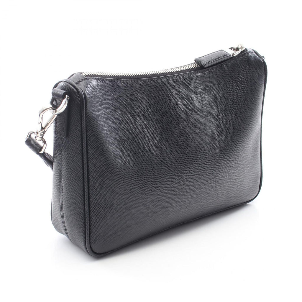 Prada Shoulder Bag Saffiano Travel Black Leather Triangle Logo — view 2