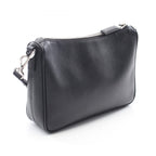 Prada Shoulder Bag Saffiano Travel Black Leather Triangle Logo — view 2
