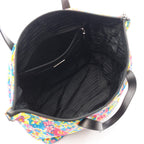 Prada Tote Tessutat Floral 2-Way Multi Nylon Saffiano Leather Triangle Logo — view 3