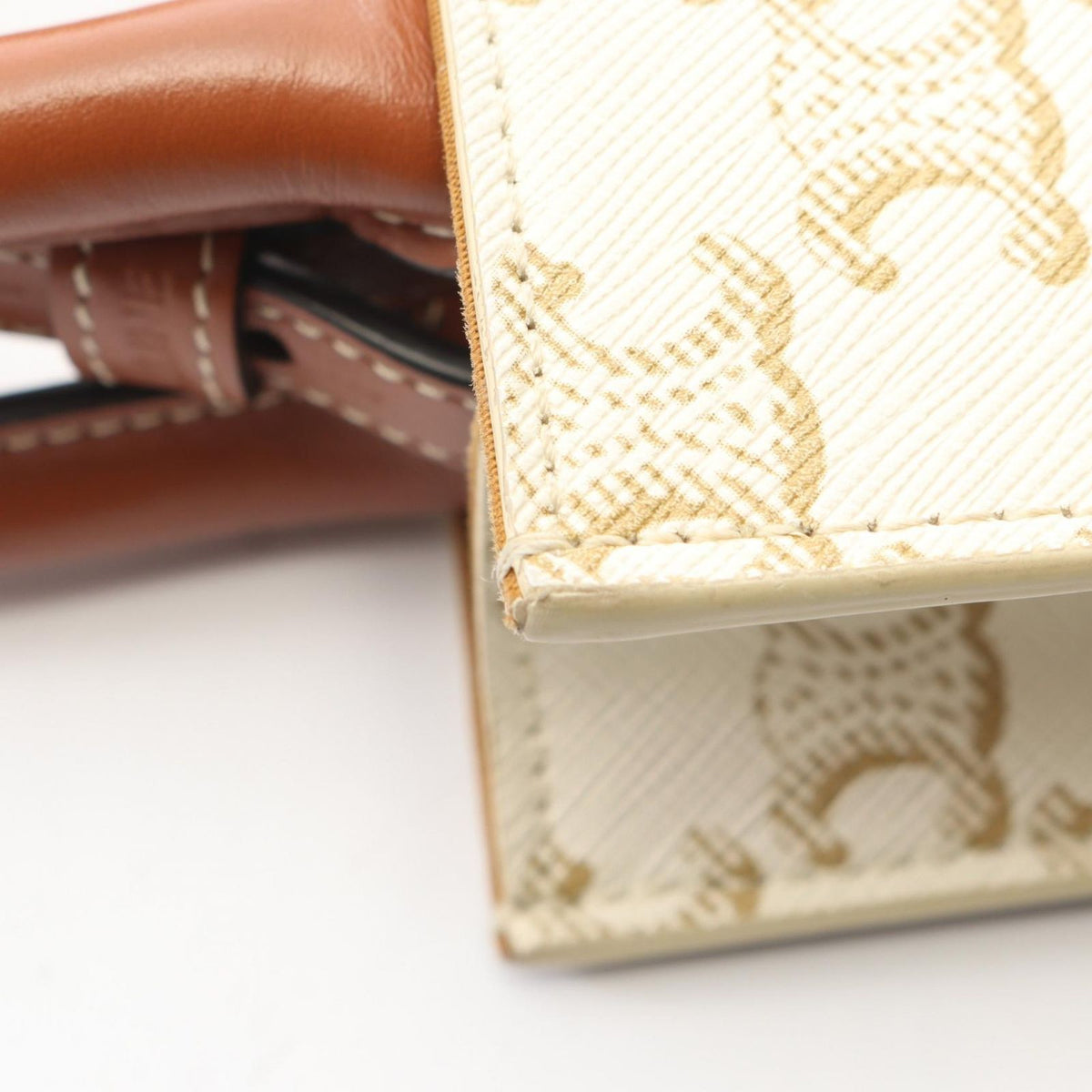 Celine Handbag Mini Vertical Cabas Triomphe 2-Way Ivory Brown Canvas Leather — view 8