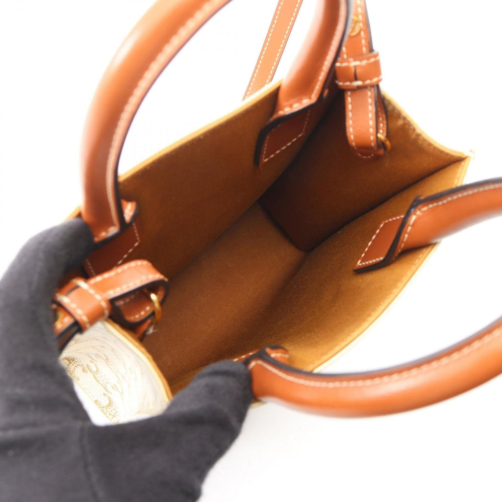 Celine Handbag Mini Vertical Cabas Triomphe 2-Way Ivory Brown Canvas Leather — view 3