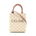 Celine Handbag Mini Vertical Cabas Triomphe 2-Way Ivory Brown Canvas Leather